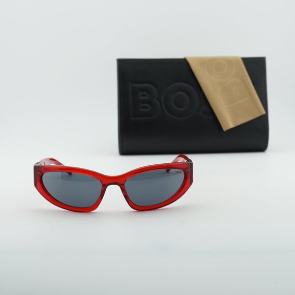 HUGO HG 1255/S 0C9A IR Oval Sunglasses - Red/Smoke main image 4